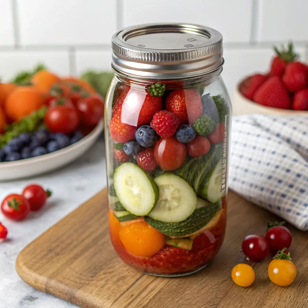 Canning Jar with Fresh Produce
